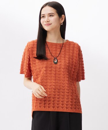 【カタログ掲載・セットアップ対応・洗える】シアーカットジャカード ニット