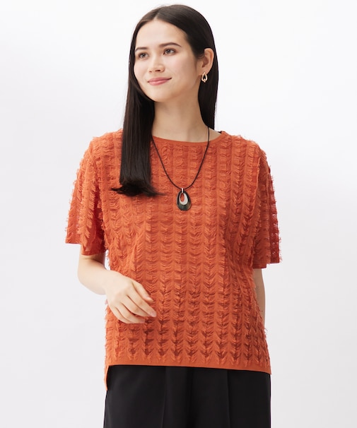 【カタログ掲載・セットアップ対応・洗える】シアーカットジャカード ニット