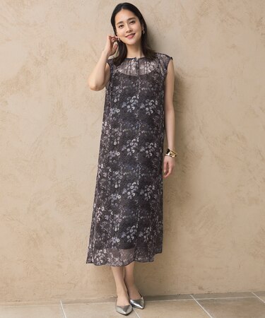 【カタログ掲載・洗える】ボタニカルフラワープリント ワンピース