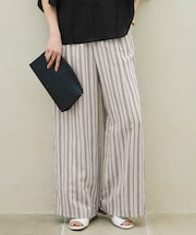 【カタログ掲載・セットアップ対応・洗える】リネンビスコースストライプドロスト パンツ