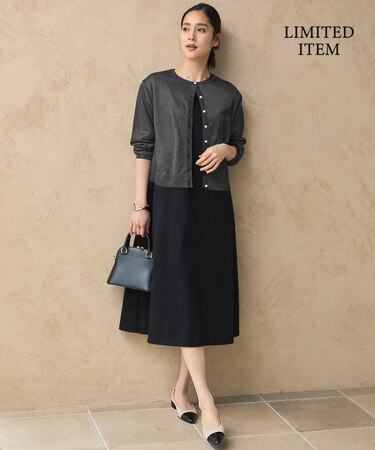 【WEB限定・洗える】シアーカーデ×ジャージードレス セット