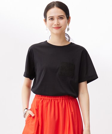 【カタログ掲載・洗える】クロッシェポケット Tシャツ