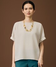 【人気素材・新色追加】ラスティックメッシュドルマンスリーブ Tブラウス
