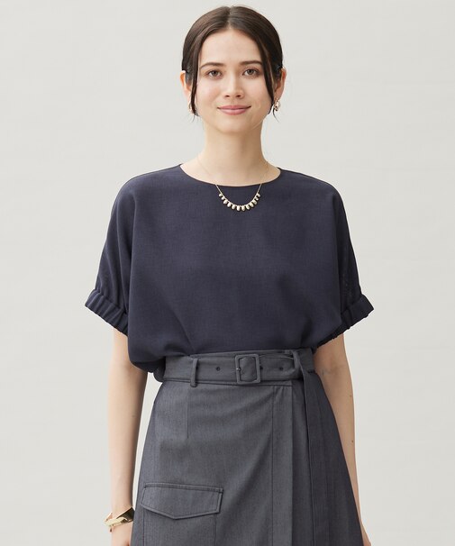 【カタログ掲載・洗える】ラスティックメッシュドルマンスリーブ Tブラウス