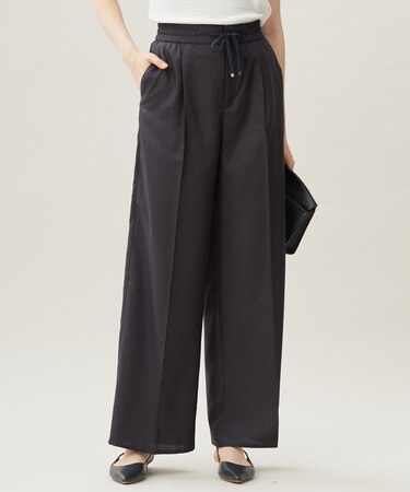 【カタログ掲載・接触冷感・UVケア・洗える】フルダルスパンマイクロピーチワイドストレート パンツ