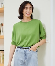 【カタログ掲載・接触冷感・UVケア・洗える】ドレーピードルマンスリーブ ニットソー