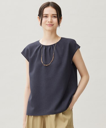 【洗える】ラスティックメッシュバックボウタイ ブラウス