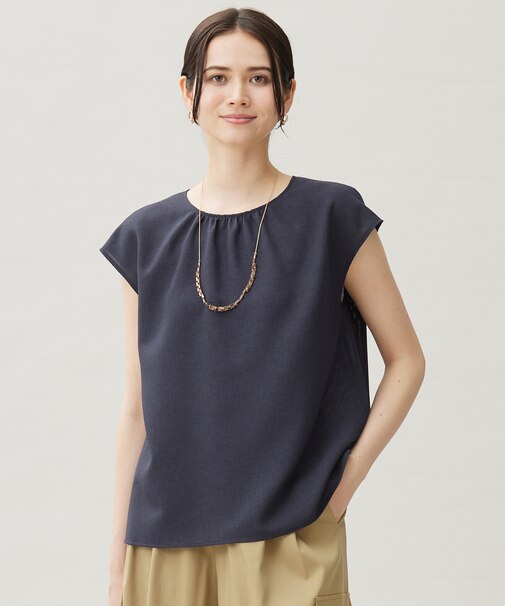 【洗える】ラスティックメッシュバックボウタイ ブラウス