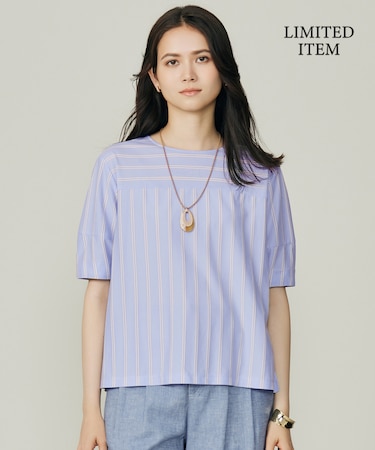 【WEB限定・洗える】ストライプハイゲージジャージー カットソー