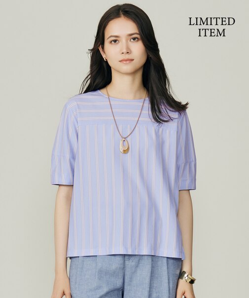 【WEB限定・洗える】ストライプハイゲージジャージー カットソー