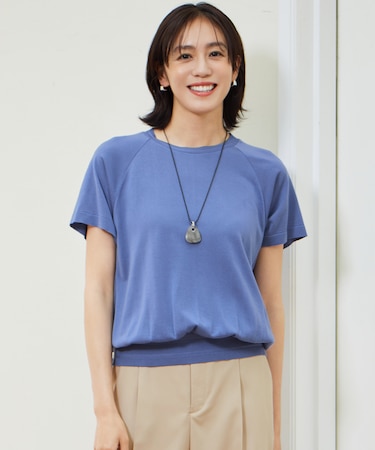 【接触冷感・UVケア・洗える】ドレーピーラグランスリーブ ニットソー