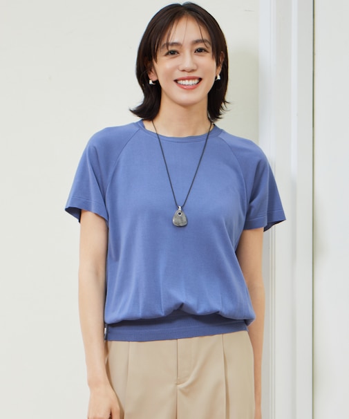 【接触冷感・UVケア・洗える】ドレーピーラグランスリーブ ニットソー