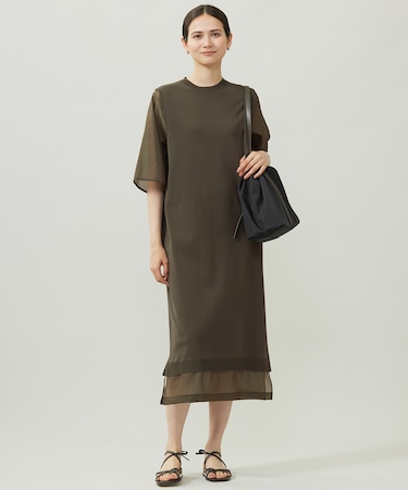 【洗える】ハイツイストコットンアセテート ワンピース