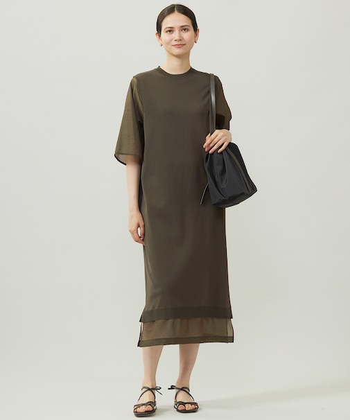 【洗える】ハイツイストコットンアセテート ワンピース