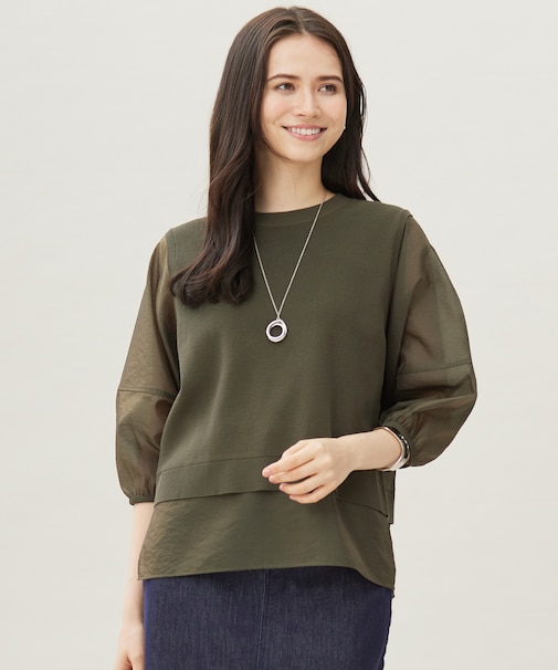 【カタログ掲載・洗える】ハイツイストコットンアセテートプルオーバー ニット