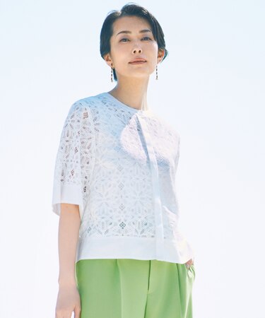【カタログ掲載・洗える】フラワータイルレース ブラウス