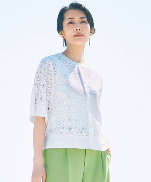 【カタログ掲載・洗える】フラワータイルレース ブラウス