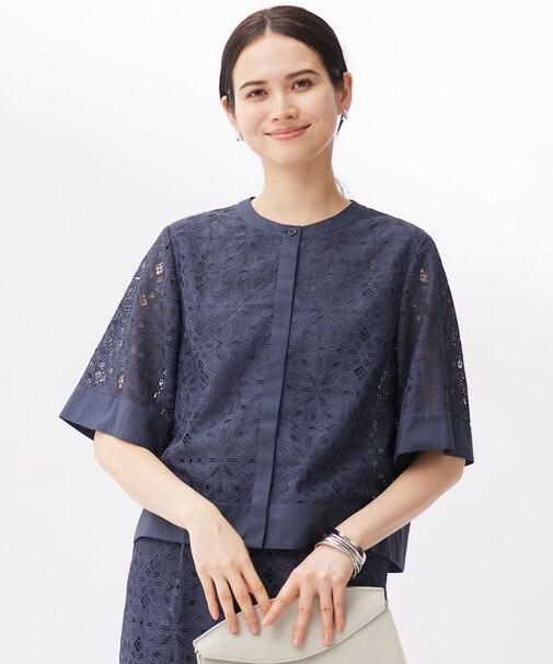 【カタログ掲載・洗える】フラワータイルレース ブラウス