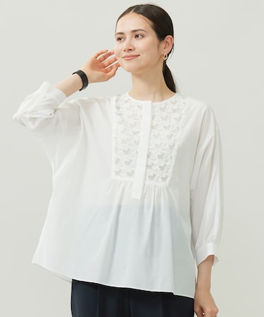 【洗える】シアージオメトリックジャカードプルオーバー ブラウス