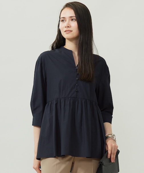 シアーソフトシャンブレーペプラム ブラウス