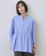 シアーソフトシャンブレーペプラム ブラウス