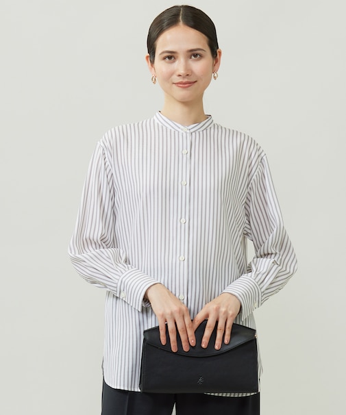 【洗える】SOMELOSバンドカラー ブラウス