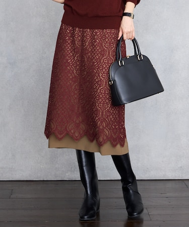 【SHIHOさん着用】バイカラーレース スカート