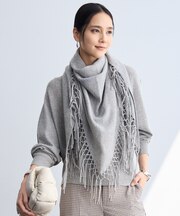 【カタログ掲載・洗える】ファインウールカシミヤフリンジ ストール