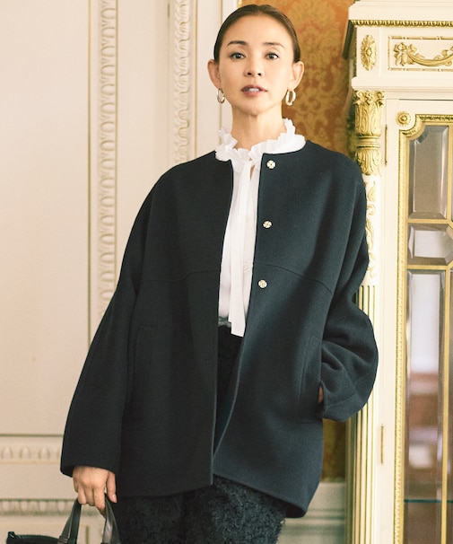 【SHIHOさん着用】ウールリバーノーカラー コート