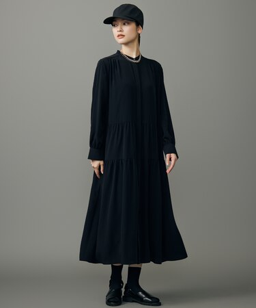 【洗える】シルキータッチティアード ドレス