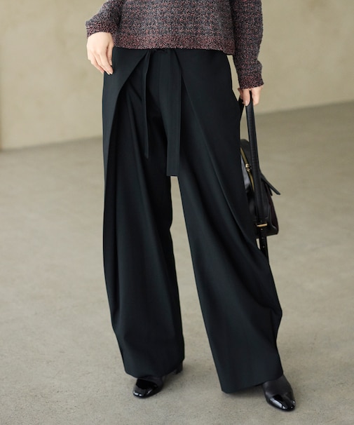 【SHIHOさん着用】フロントディテールラップワイド パンツ