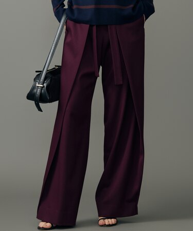 【SHIHOさん着用・洗える】TRスラブツイルラップワイド パンツ