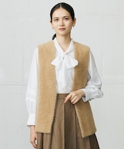 【洗える】ニットファー ジレ