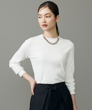 【洗える】レーヨンストレッチリブインナー ニット