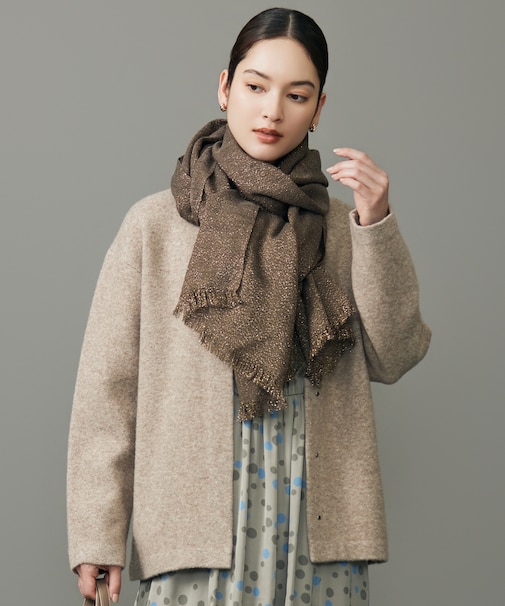 【洗える】ラメブークレ アウター