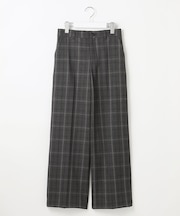 【洗える】TRギャバ裏起毛チェック柄ワイド パンツ