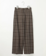 【洗える】TRギャバ裏起毛チェック柄ワイド パンツ