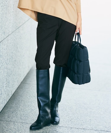 【洗える】TRギャバ裏起毛テーパード パンツ