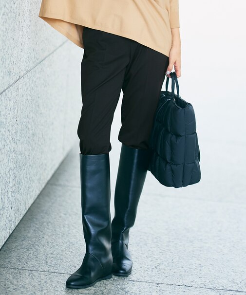 【洗える】TRギャバ裏起毛テーパード パンツ