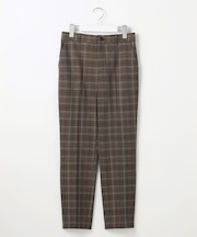 【洗える】TRギャバ裏起毛チェック柄テーパード パンツ