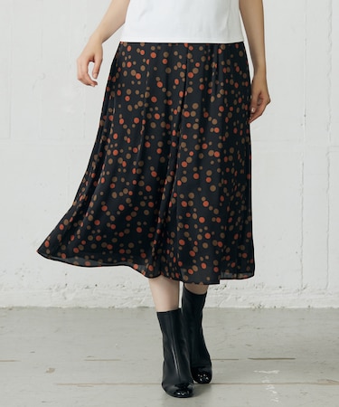 【洗える】マルチポルカドットプリント スカート