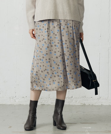 【洗える】マルチポルカドットプリント スカート
