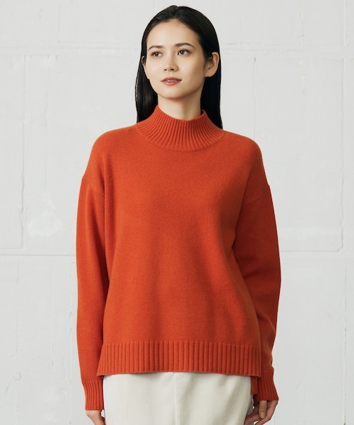 【洗える】ウールカシミヤブレンドハイネック ニット