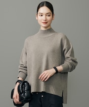 【洗える】ウールカシミヤブレンドスパンコールハイネック ニット