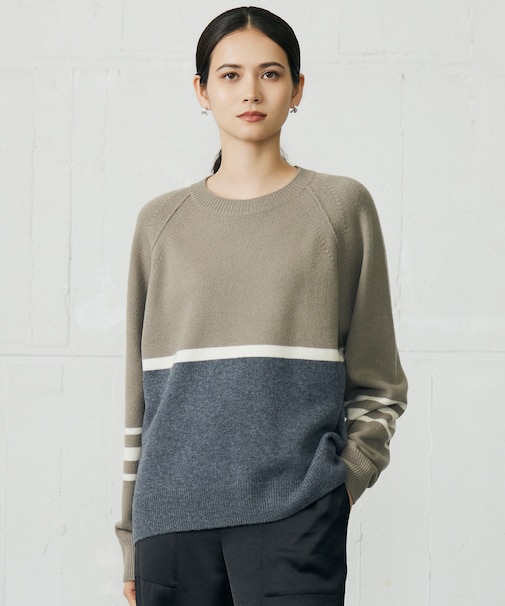 ウールカシミヤブレンドラグランスリーブ ニット