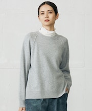 【カタログ掲載・洗える】ウールカシミヤブレンドスパンコールラグランスリーブ ニット