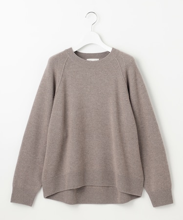 【カタログ掲載・洗える】ウールカシミヤブレンドスパンコールラグランスリーブ ニット