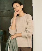 【カタログ掲載・洗える】ウールカシミヤブレンドスパンコールラグランスリーブ ニット