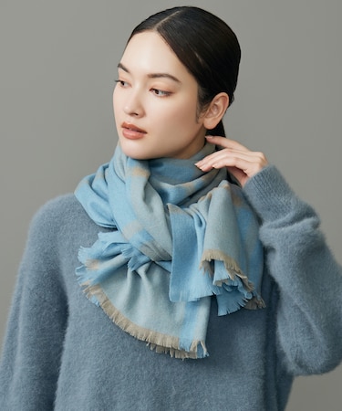 バイカラーチェック ストール