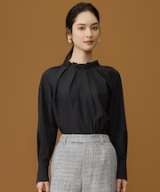 【カタログ掲載】ナチュラルタッチスタンドカラー ブラウス